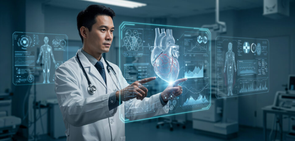 doctor-using-holographic-technology-examine-heart doctor-using-holographic-technology-examine-heart